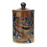 Klotilde Giefer-Bahn - A post war German studio pottery cylindrical jar and cover decorated in the