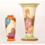 Clarice Cliff - Alton (Brown) - A large shape 279 vase circa 1933 hand painted with a stylised