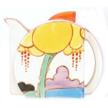 Clarice Cliff - Summerhouse - An early straight spout Stamford teapot circa 1931 hand painted with