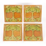 Unknown - A set of four early 20th Century Art Nouveau 6in dust pressed tiles,