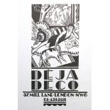 Frank Martin (1921-2005) - 'Deja Deco', linocut monochrome poster, signed in pencil, framed,