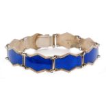 Bernard Meldahl - A mid Century Norwegian silver gilt and guilloche enamelled panel link bracelet,