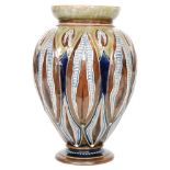 Eliza Simmance - Royal Doulton - A stoneware vase of footed ovoid form with a collar neck,