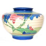 Clarice Cliff - Rudyard - A large shape 356 'Kidney' vase circa 1933 hand painted with a stylised