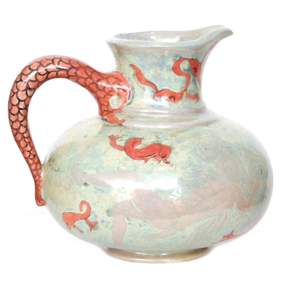 Walter Crane - Craven Dunnill - An early 20th Century jug decorated with hand painted pale lustre