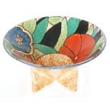 Clarice Cliff - Red Gardenia Cafe Au Lait - A Conical bowl circa 1931 hand painted to the interior