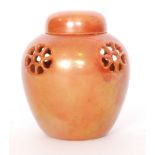 Ruskin Pottery - A small pot pourri of shouldered ovoid form with a domed cover,