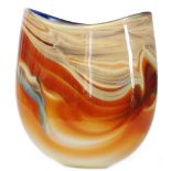 Peter Layton - A contemporary Chalcedony glass vase of compressed sleeve form,