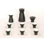 Raymond Loewy - Rosenthal - A 1950s Form 2000 coffee set in matt black and white gloss comprising a