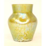 Loetz - A small early 20th Century glass vase decorated in Crete Papillon with three dimples to the