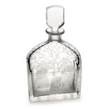 Edward Hald - Orrefors - A clear crystal decanter of flat sided shouldered form with collar neck