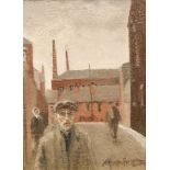 Roger Hampson (1925-1996) - 'Gilnow Mill, Bolton', oil on board, signed, framed, 17cm x 12.5cm.