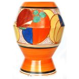 Clarice Cliff - Melon - A shape 365 vase circa 1930 hand painted with a band of abstract fruit