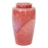 Ruskin Pottery - A high fired vase of shouldered form decorated with a Strawberry Crush type glaze