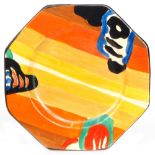 Clarice Cliff - Butterfly - An octagonal side plate circa 1930 hand painted with a stylised