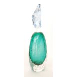 Bob Crooks - A contemporary Glacier scent bottle decanter of ovoid form cased in clear crystal over