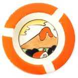 Clarice Cliff - Mountain - A circular ashtray circa 1930 hand painted to the central well with a