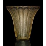 Daum - A large vase, circa 1930, the body deeply moulded with vertical flutes,