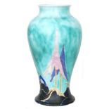 Clarice Cliff - Inspiration Caprice - A large shape 14 Mei Ping vase circa 1929 hand painted with a