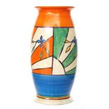 Clarice Cliff - Sunray Leaves - A shape 264 vase circa 1929 hand painted with panels of abstract
