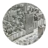 Pierro Fornasetti - A Citta' D'Italia series circular plate transfer printed with an image of Milan,