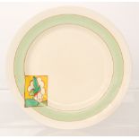 Clarice Cliff - Stroud - A circular plate circa 1931 hand painted with a small stylised landscape