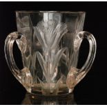 Moser - An early 20th Century glass vase of tumbler form with three applied handles,