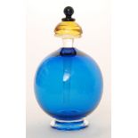 Bob Crooks - A small contemporary Funtime scent bottle of footed spherical form in blue with a