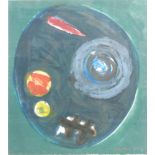 John Hoyland (1934 - 2011) - Untitled - blue circle on green, monotype, signed and dated '85,