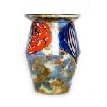 Clarice Cliff and John Butler - Begonia - A shape 342 vase circa 1929 hand painted with stylised