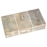 Unknown - An Art Deco shagreen rectangular box inlaid with geometric ivory stringing and ivory