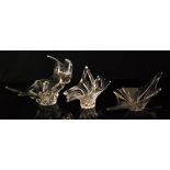 Art Vannes - A large French clear crystal table centre bowl of drawn abstract form with fluted and