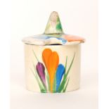 Clarice Cliff - Crocus - A miniature mustard pot circa 1930 of cylindrical form hand painted with
