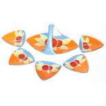 Clarice Cliff - Nuage (Fruit) - A shape 471 Bon Bon tray with five shape 472 triangular Bon Bon