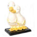 Clarice Cliff - Friday Night Ducks - A free standing figure modelled as two ducklings in standing