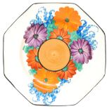 Clarice Cliff - Gayday - An octagonal side plate circa 1931 radially hand painted with stylised