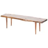 Reynolds of Ludlow - A solid yew wood coffee table of planed naturalistic rectangular form,
