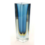 Luigi Mandruzzato - A post war Murano Sommerso glass vase of rectangular sleeve form cased in clear