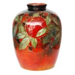 Harry Nixon - Royal Doulton - A 1920s Flambe vase of ovoid form with a squat collar neck decorated