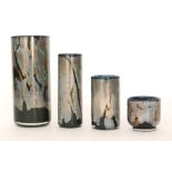 Michael Harris and William Walker - Isle of Wight - A set of four Black Azurene glass vases made