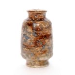 Martin Brothers - A late 19th Century miniature barrel form vase decorated in a brown glaze with
