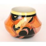 Carlton Ware - A 1930s Art Deco vase of squat form decorated in the Jazz Stitch pattern,