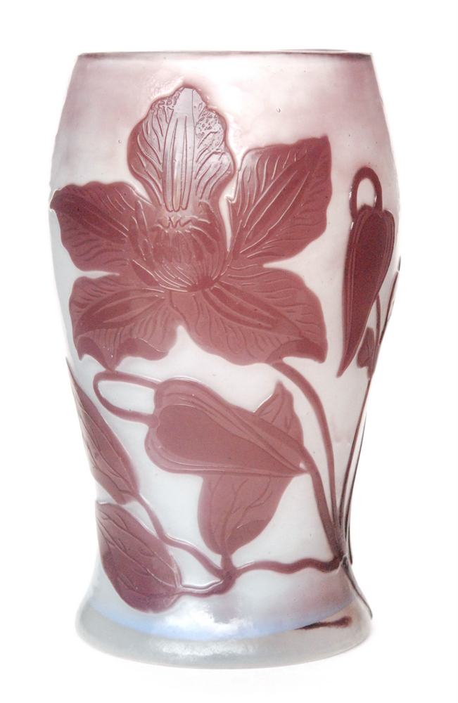 Emile Galle - A late 19th to early 20th Century cameo glass vase of waisted sleeve form,