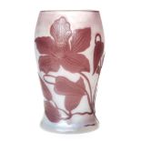 Emile Galle - A late 19th to early 20th Century cameo glass vase of waisted sleeve form,