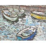 Attributed to John Bratby, RA (1928-1992) - 'Cornish Fishing Boats', oil on artist's board,