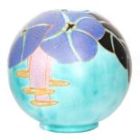 Clarice Cliff - Inspiration Bouquet - A shape 370 Globe vase circa 1930 hand painted with stylised