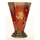 Crown Devon - A 1930s Art Deco vase of high shouldered form decorated in the 'Fairy Castle' pattern