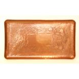 Herbert Dyer - A late 19th to early 20th Century Arts and Crafts rectangular copper tray decorated