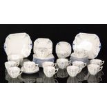 Shelley - A late 1920s Art Deco part Queen Anne shape teaset comprising twelve cups,