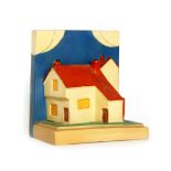 Clarice Cliff - Cottage - A shape 410 book end circa 1932 hand painted in enamel colours,